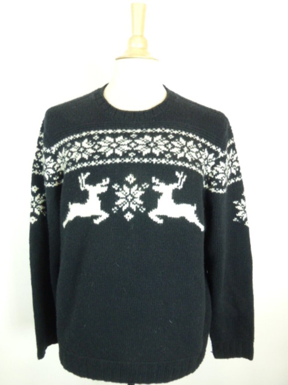POLO HAND KNIT fair isle deer intarsia nordic ski SWEATER XL vintage